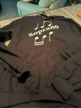 Gildan Black Soprano Graphic Hoodie with White Music Notes